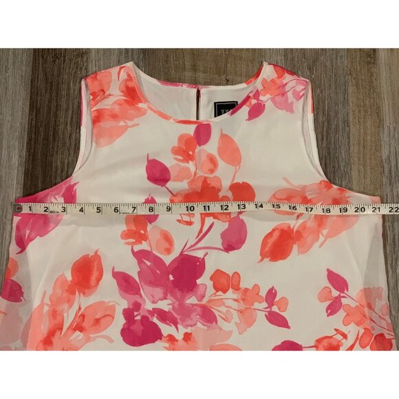 JH Jessica Howard Floral Sleeveless Shift Dress Lined Keyhole Pink Orange Sz 14 - Picture 10 of 16